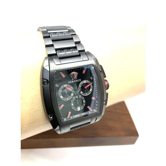 Versace Mens Watch VE6H00623 Swiss Quartz Chronograph Black Dial Stainless Steel - Picture 10 of 13